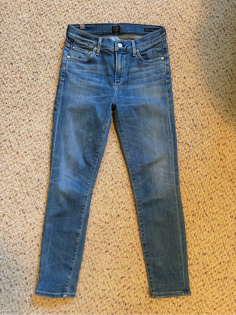 Citizens Of Humanity Washed Blue Cropped Skinny Jeans